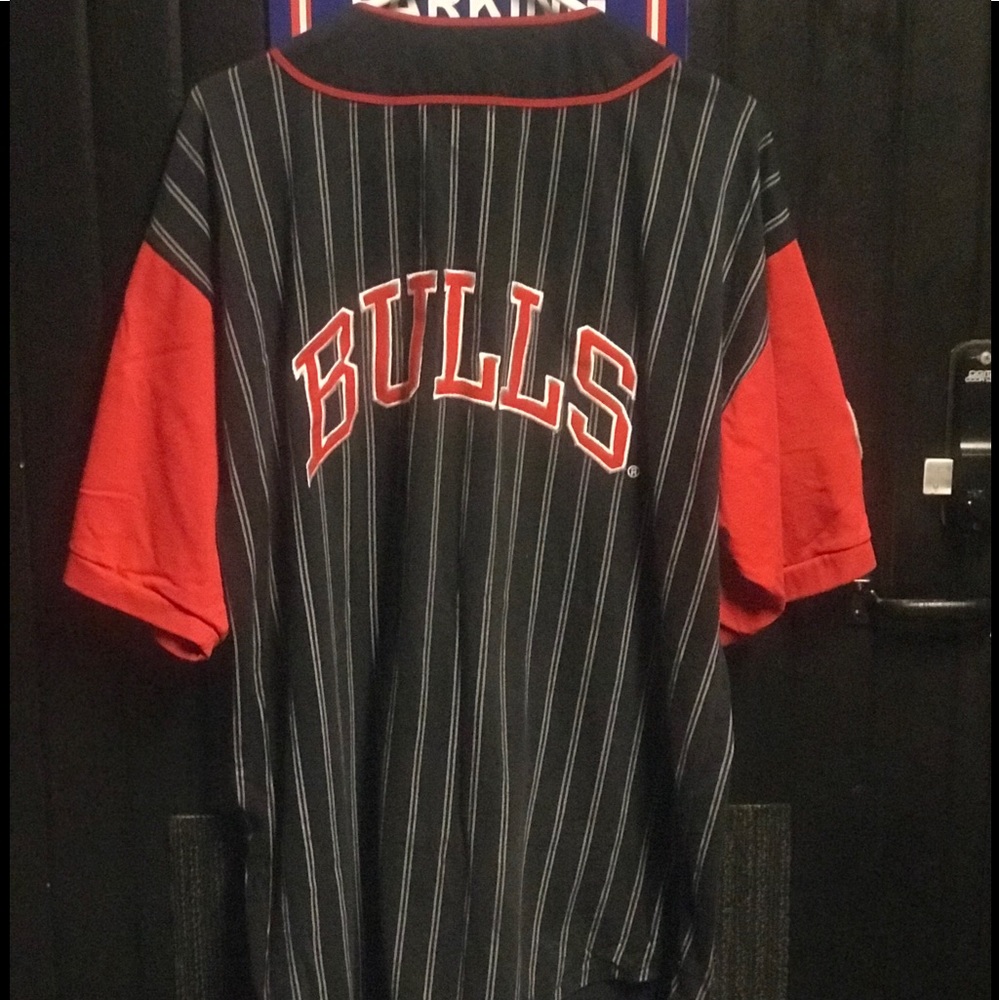 Vintage Starter Bulls Pinstripe Baseball Jersey